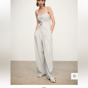 Mango Striped Wide-Leg Trousers size 8